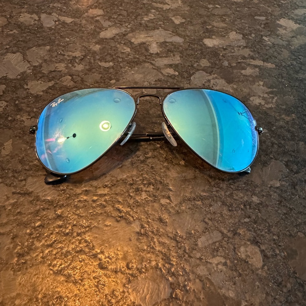 RAY-BAN with black frame and blue lens